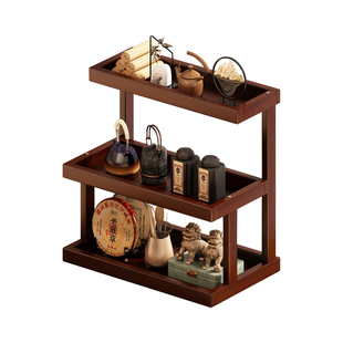 茶台置物架实木中式创意桌面博古架茶具茶叶收纳紫砂壶摆件展示架