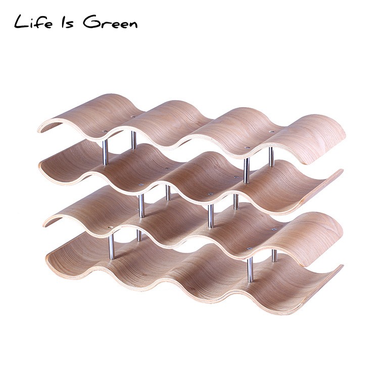 家居酒店吧台木质酒架创意架子实木葡萄架红酒波浪形酒瓶展示架