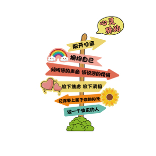 心理咨询室布置文化墙面装饰心灵驿站挂图健康辅导情绪稳定贴纸画