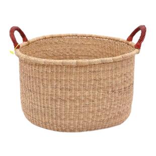 Roomology非洲加纳进口手工草编洗衣篮收纳篮脏衣篓无胶水可水洗