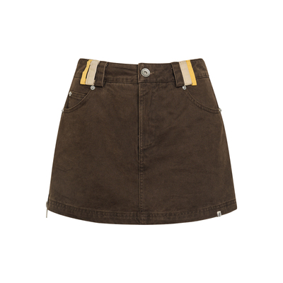 100棉侧拉链直筒牛仔半裙