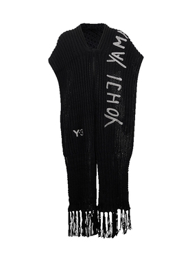 Y-3经典字母logo流苏边围巾男女