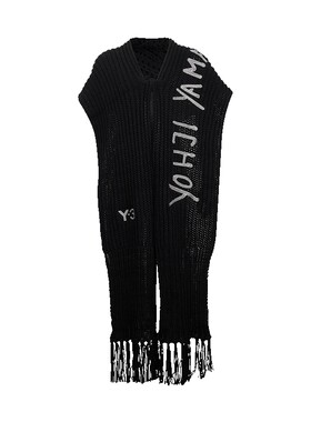 Y-3经典字母logo流苏边围巾男女