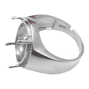 新品925银镀白金戒指空托男款戒托空托男士镶嵌椭圆形12*15mm活圈