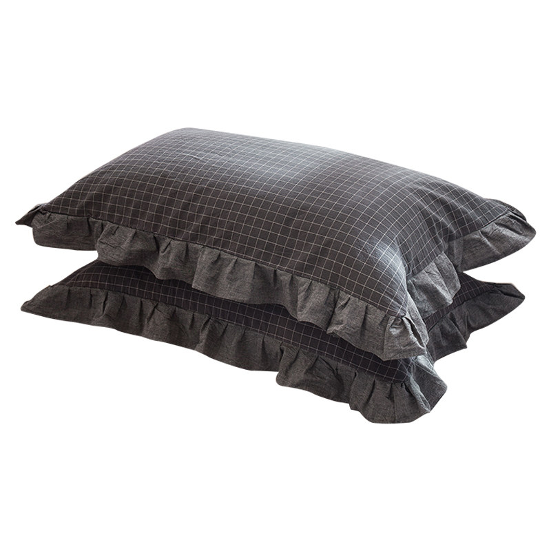 公主风木耳花边ins拉链纯色枕套