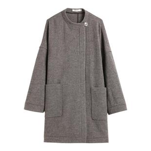 蒲PUKKA 美拉德极简双面呢宽松中长毛呢大衣外套女秋冬装新款