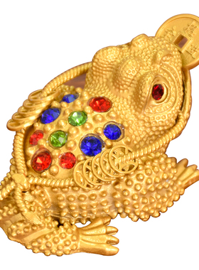 合金三足金蟾聚宝盆摆件