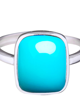 方形戒托绿松石封底*女款S925