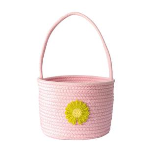 花篮手提花筐编织篮子小花篮棉线手工插花花艺花童野餐篮子购物篮