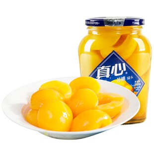 真心罐头黄桃罐头橘子山楂罐头多口味880g*2罐整箱正品玻璃瓶大瓶