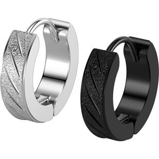 简约耳环男士耳扣个性黑色磨砂车花钛钢耳钉耳骨圈高级感时尚饰品