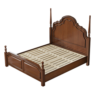 淘美庭贝拉法式床复古实木床美式床1.8米双人床主卧储物高箱婚床