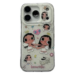 可爱卡通日系女孩小玉适用苹果17Promax手机壳iphone16pro新款13小众16pm带链条15pm硅胶17pro创意少女14全包