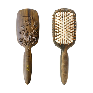 周广胜周广胜天然沈贵宝木雕花丹凤气垫梳护理顺发按摩梳蓬松头发