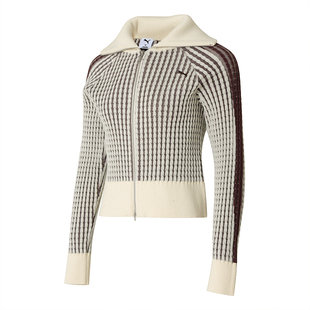 彪马女装官方正品T7雪白色针织线衫外套2026春季新款运动休闲上衣