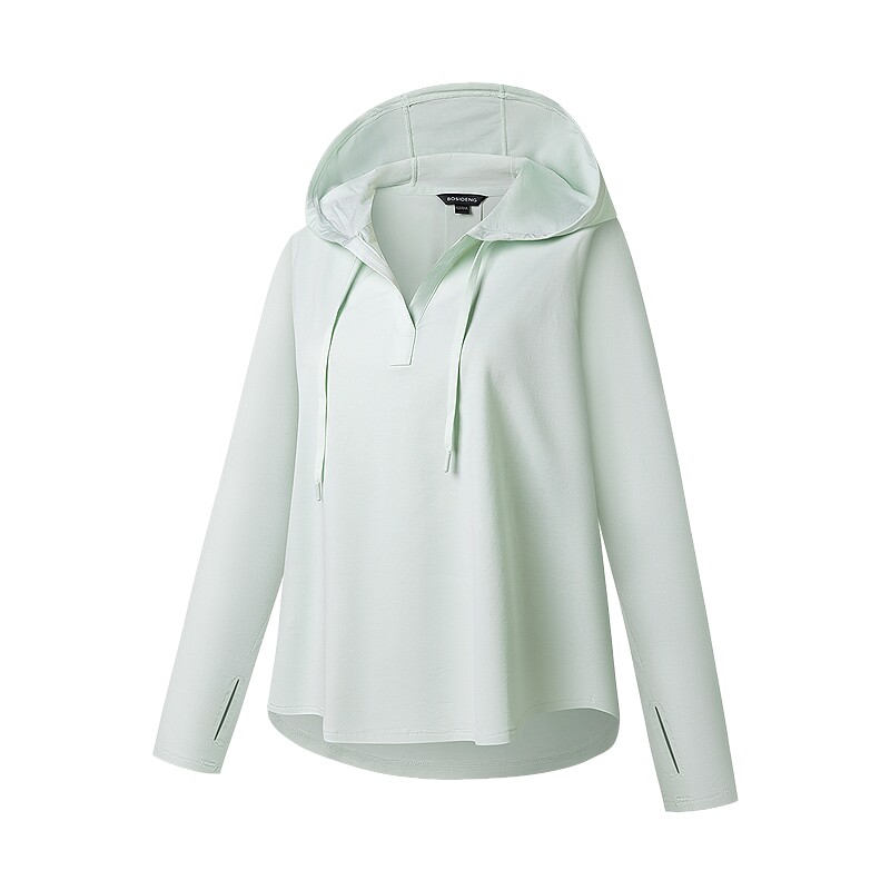 波司登奥莱夏女士科技骄阳UPF100+长袖T恤连帽运动上衣防紫外线