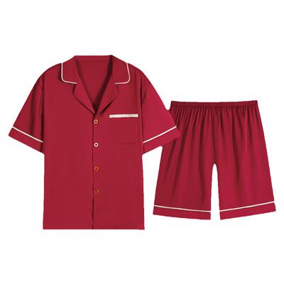 大红本命年冰丝睡衣猫人男士