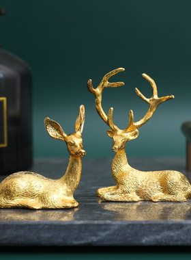 新品 迷你轻奢鹿摆件梅花鹿北欧装饰品现代简约客厅电视酒柜工艺