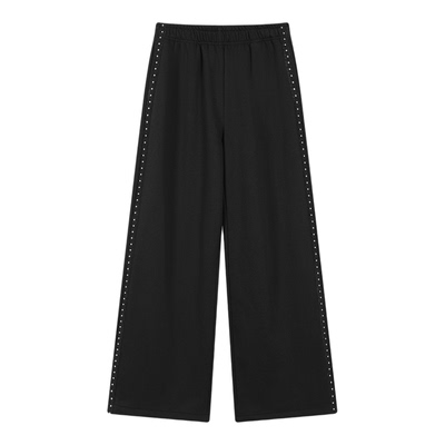 innplanet26春夏新款休闲运动铆钉蕾丝拼接阔腿长裤PO31PA012A