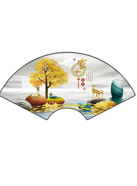 简约进门扇形玄关装饰画