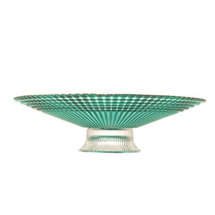 轻奢高脚盘玻璃托盘水果盘客厅摆件会所干果盘餐具自助餐绿色盘子