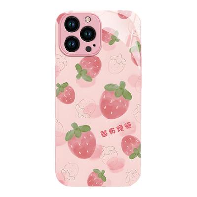 适用苹果15promax手机壳新款iphone14pro玻璃13防摔12可爱女11简约xsmax满屏草莓8plus夏日7p高级感6s全包se2