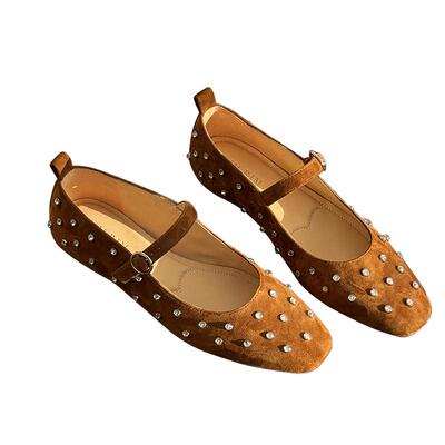 RIMRIM纯色铆钉设计感单扣单鞋