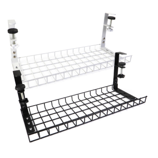 桌下理线架桌底多功能置物架排插收纳槽不限桌边电线篮插线板打钉