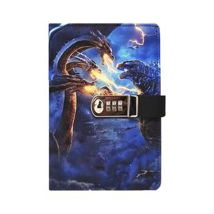 卡通创意小学生密码本带锁日记本秘密简约笔记本文艺精致手账本复古文具加厚密码锁记账本横线线装本记事本子