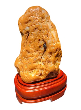 腊石黄色奇石靠山收藏风水石摆件