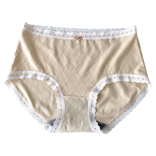 花仙子内裤女中腰磨毛提花暖绒感秋冬款少女蕾丝边10A抗菌三角裤
