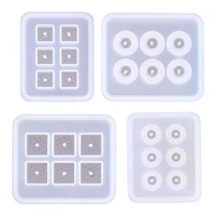 水晶滴胶模具6格带孔珠子模具项链珠子模具直径正方体DIY饰品配件