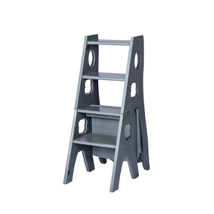 橡胶木实木梯凳收纳登高台阶楠竹子梯椅子多功能折叠家用四步楼梯