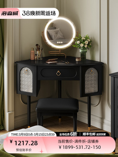 转角梳妆台小型收纳柜一体墙角卧室现代简约小户型三角拐角化妆桌
