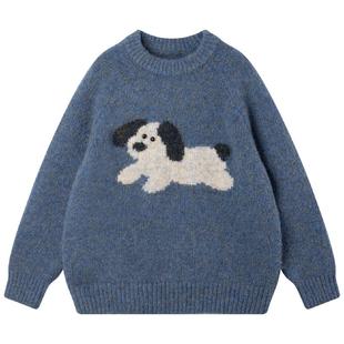 MUCMUKN【奔跑小狗】渐变彩丝提花毛衣针织衫保暖蓬松男女童冬新