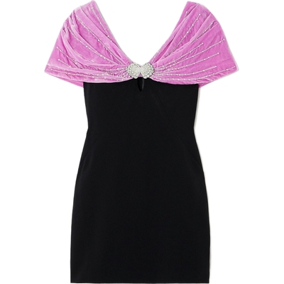 【折扣】Saloni 夏季女天鹅绒丝绒绉纱迷你礼服裙连衣裙