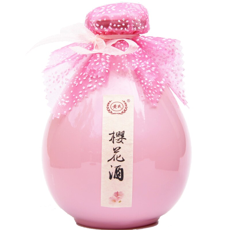 黄氏/樱花酒500ml彩色坛花果酒水果酒女士酒低度酒发酵酒酒馆餐厅