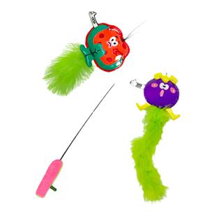 CUL逗猫棒长杆可伸缩钓竿1.8m超长耐咬替换头铃铛猫咪宠物玩具