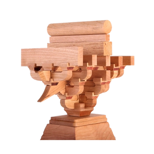 中国潮全榫卯积木古建筑柱头斗拱实木模型结构拼装玩具文创摆件