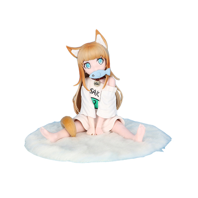 黄豆粉美少女动漫周边GK手办坐着吃鱼猫娘模型二次元机箱景品摆件