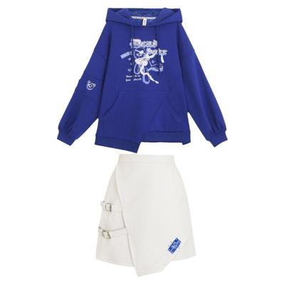 森女部落原创克莱因蓝卫衣两件套