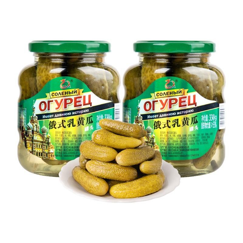 俄式乳酸黄瓜0脂肪俄式风味罐头原装腌小酸小青瓜西餐腌黄瓜即食
