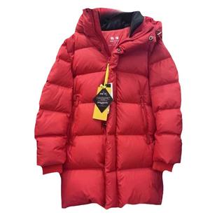 超厚2024年新款儿童中长款95白鸭绒中大童红色连帽羽绒服抗寒外套