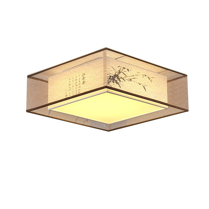 led中式卧室浪漫复古布艺吸顶灯