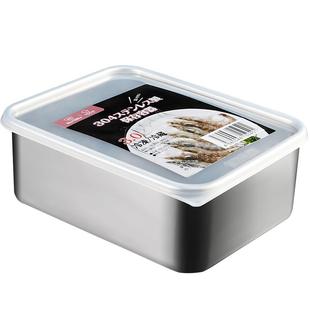 日本食品级304不锈钢保鲜盒家用厨房速冻肉类专用冰箱冷冻收纳盒