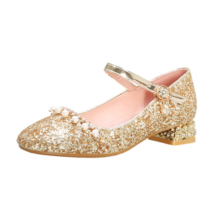 女童皮鞋公主鞋配礼服水晶鞋儿童高跟鞋主持人演出鞋子中大童单鞋