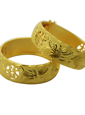 长命锁圆柱镀金推拉套装手镯