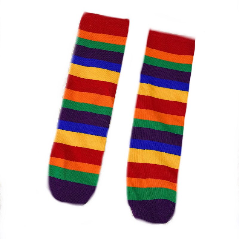 2022彩虹条纹儿童袜子宝宝高筒袜亲子袜母女袜堆堆袜小童中筒袜