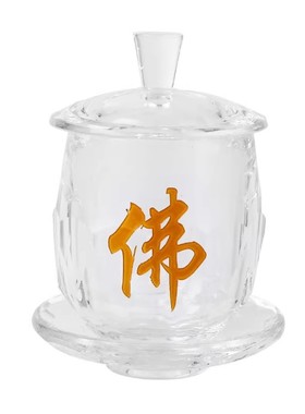 供佛水晶杯大悲观音圣水杯莲花杯