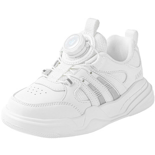 安奈儿男童板鞋2026新款春季中大童男孩小白鞋儿童鞋子白色运动鞋